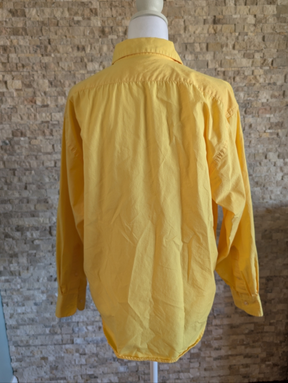 Vintage GENERRA Yellow Oxford Button Down Shirt Cotton Embroidered Crest Medium image 4